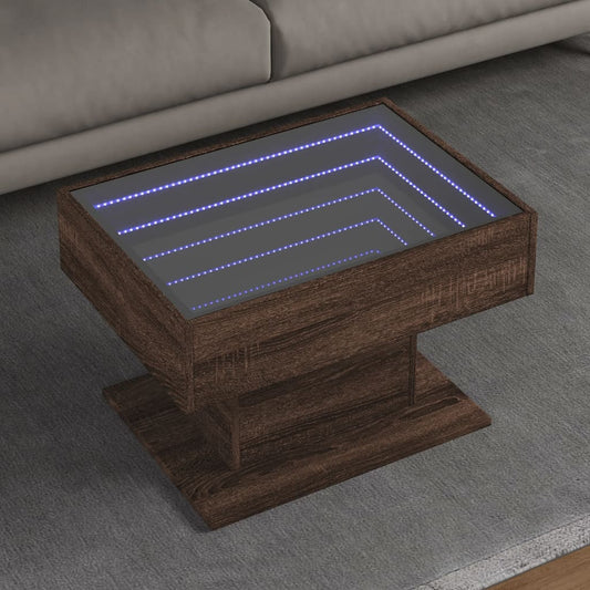 Tavolino Salotto con LED Rovere Marrone 70x50x45 cm Multistrato | homemem39