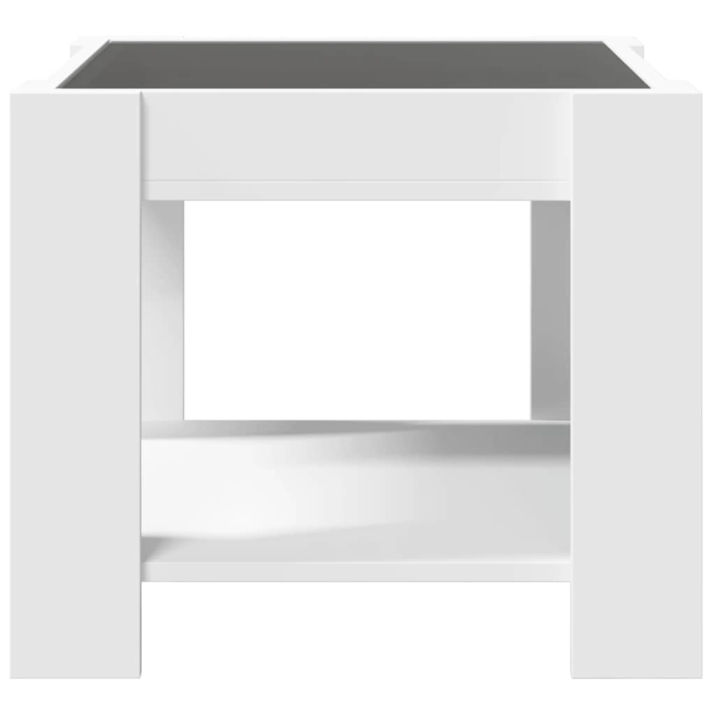 Tavolino Salotto con LED Bianco 53x53x45 cm Legno Multistrato | homemem39