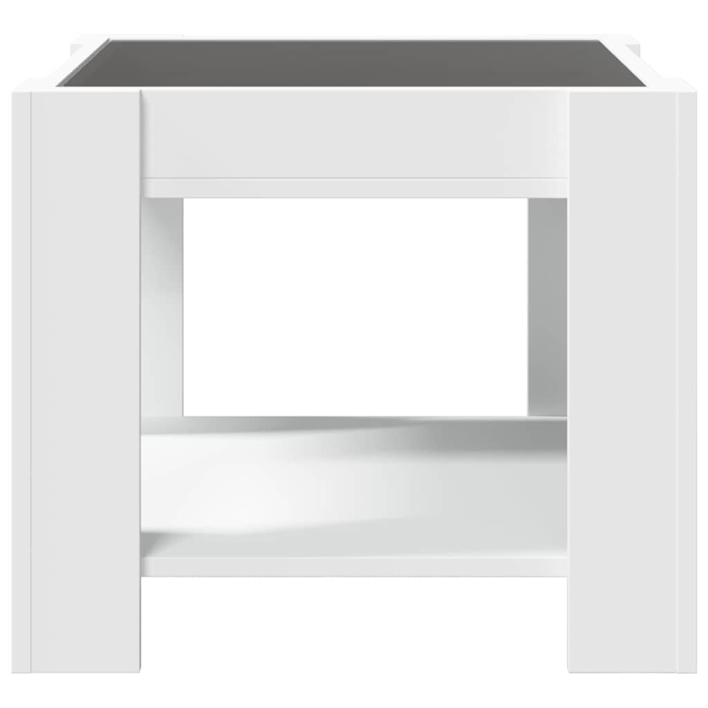 Tavolino Salotto con LED Bianco 53x53x45 cm Legno Multistrato | homemem39
