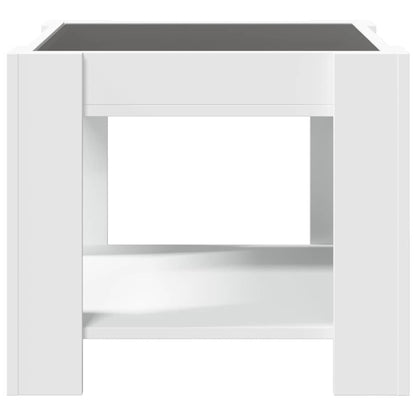 Tavolino Salotto con LED Bianco 53x53x45 cm Legno Multistrato | homemem39