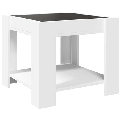 Tavolino Salotto con LED Bianco 53x53x45 cm Legno Multistrato | homemem39