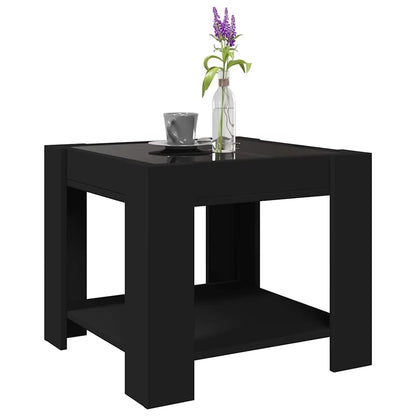 Tavolino Salotto con LED Nero 53x53x45 cm Legno Multistrato
