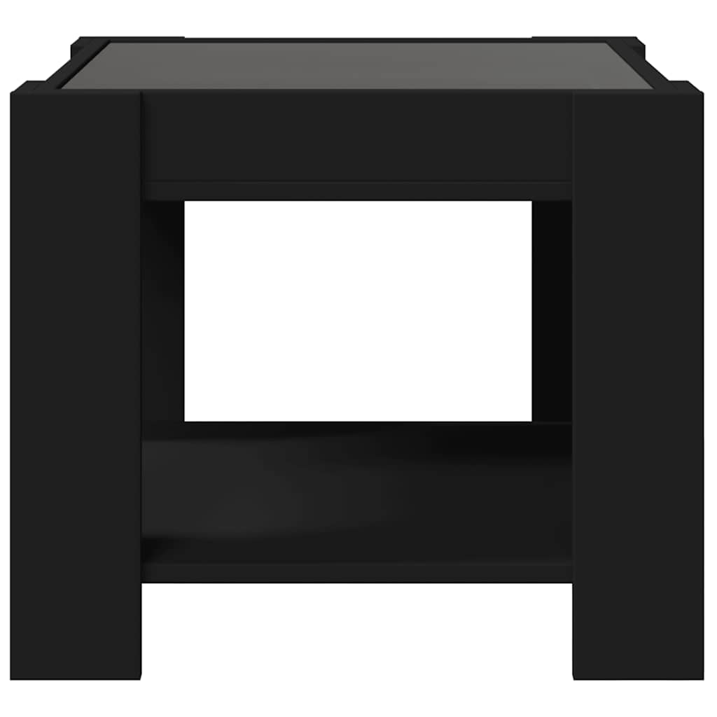 Tavolino Salotto con LED Nero 53x53x45 cm Legno Multistrato | homemem39