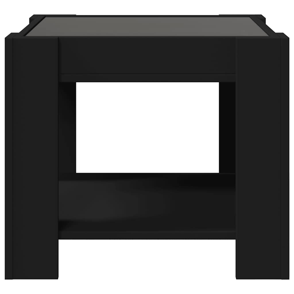 Tavolino Salotto con LED Nero 53x53x45 cm Legno Multistrato | homemem39