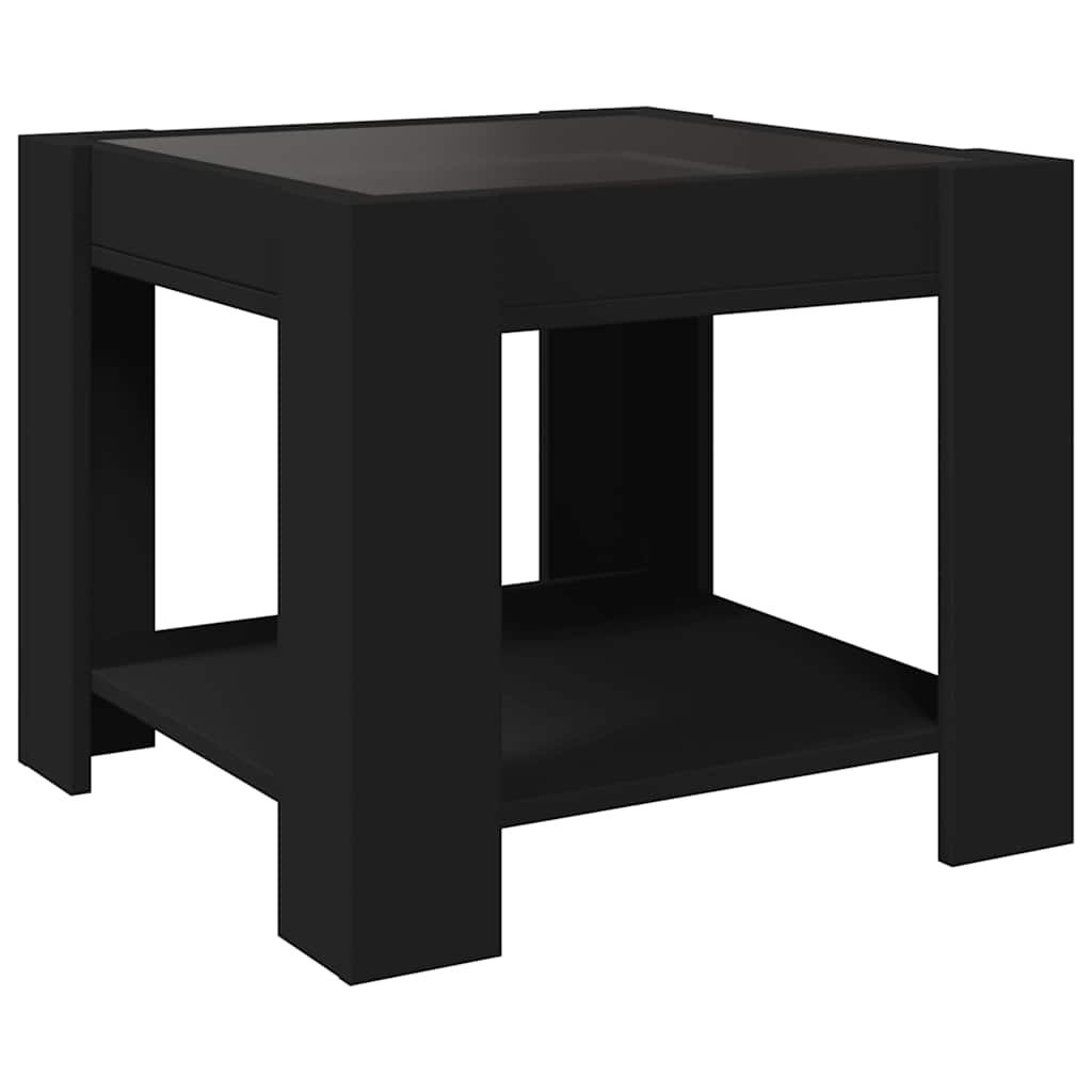 Tavolino Salotto con LED Nero 53x53x45 cm Legno Multistrato