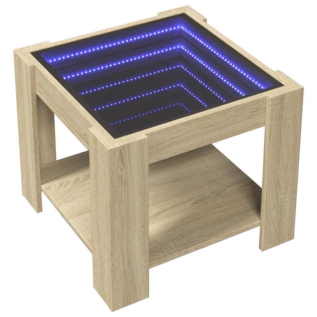 Tavolino Salotto con LED Rovere Sonoma 53x53x45 cm Multistrato | homemem39