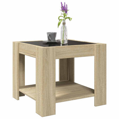 Tavolino Salotto con LED Rovere Sonoma 53x53x45 cm Multistrato | homemem39