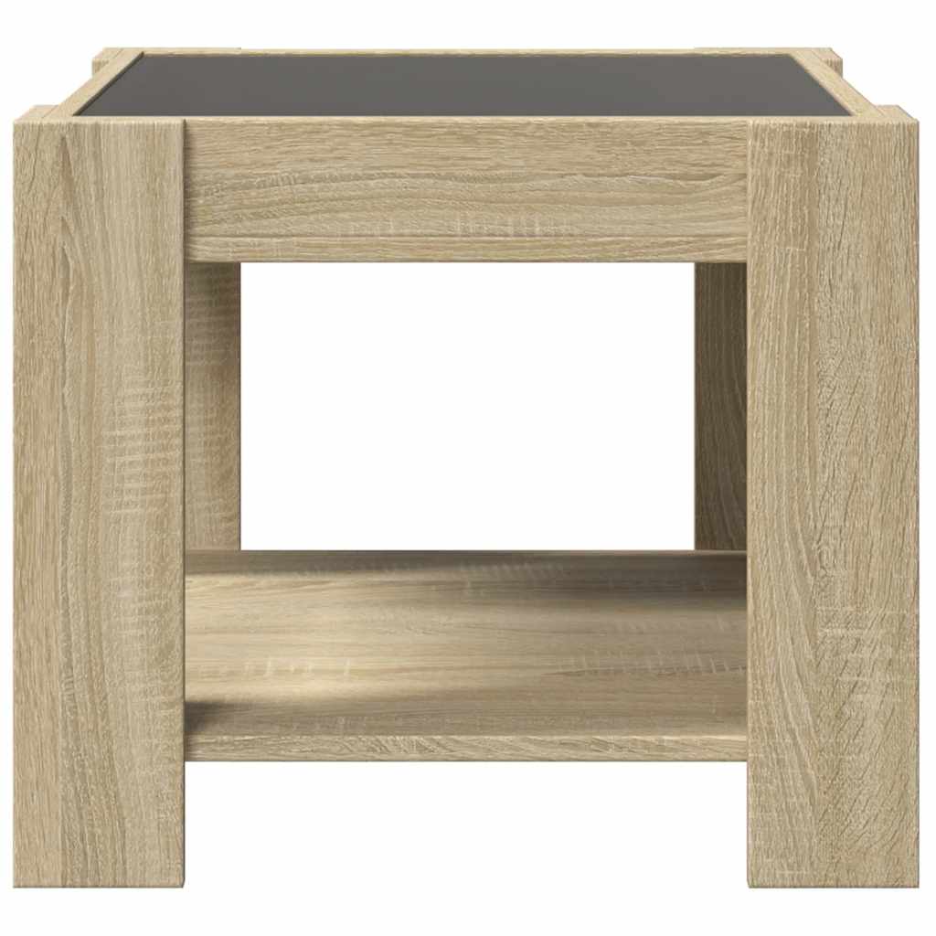 Tavolino Salotto con LED Rovere Sonoma 53x53x45 cm Multistrato | homemem39