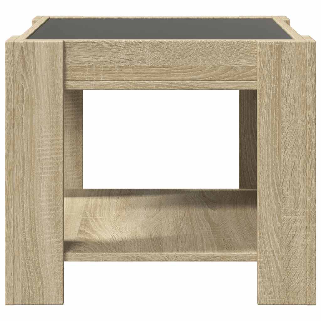 Tavolino Salotto con LED Rovere Sonoma 53x53x45 cm Multistrato | homemem39