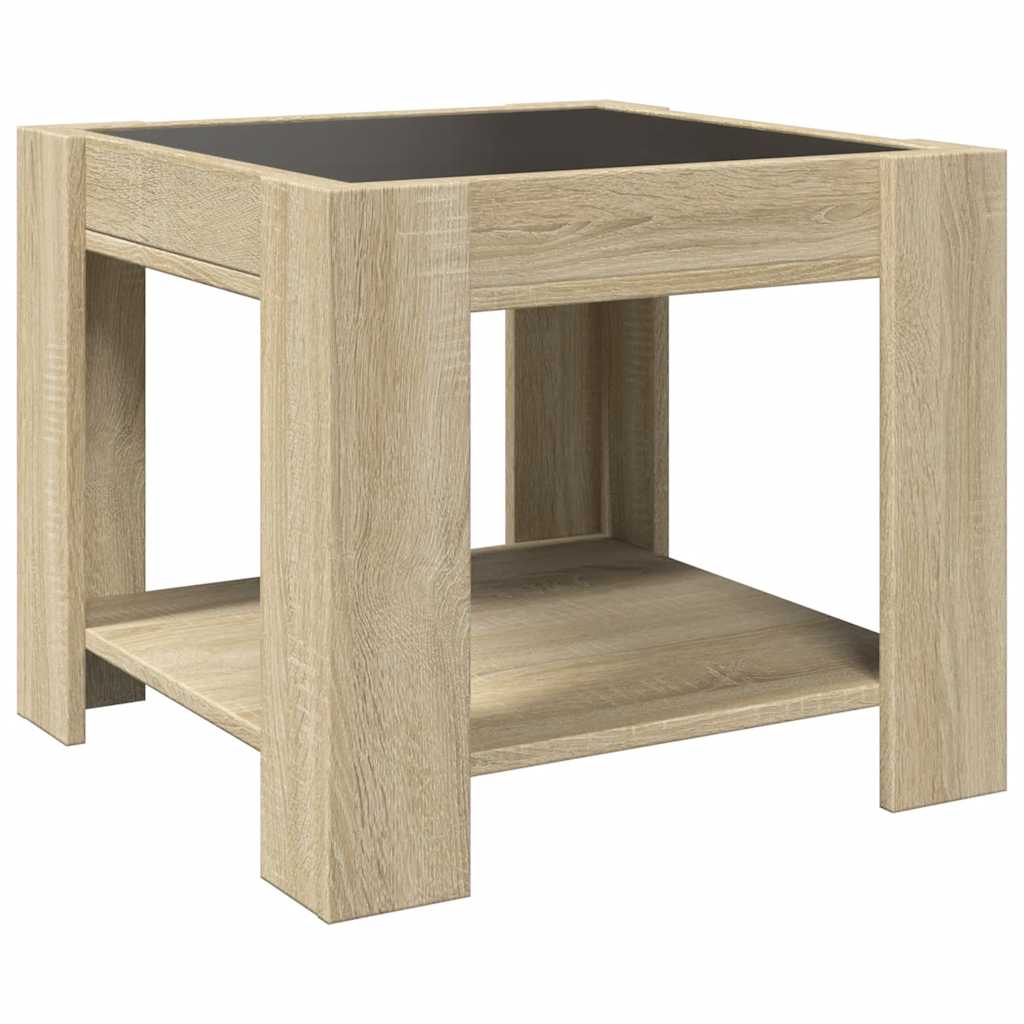 Tavolino Salotto con LED Rovere Sonoma 53x53x45 cm Multistrato | homemem39