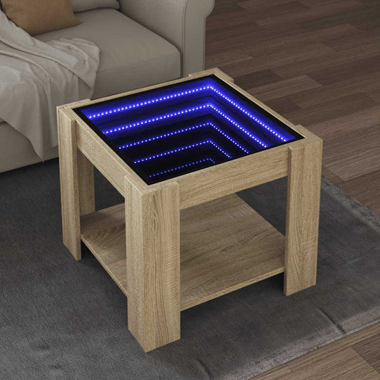 Tavolino Salotto con LED Rovere Sonoma 53x53x45 cm Multistrato