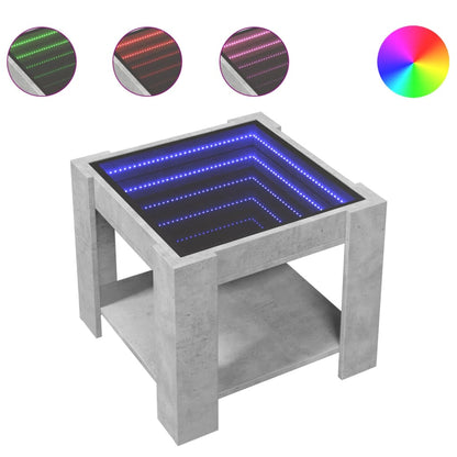 Tavolino Salotto con LED Grigio Cemento 53x53x45 cm Multistrato