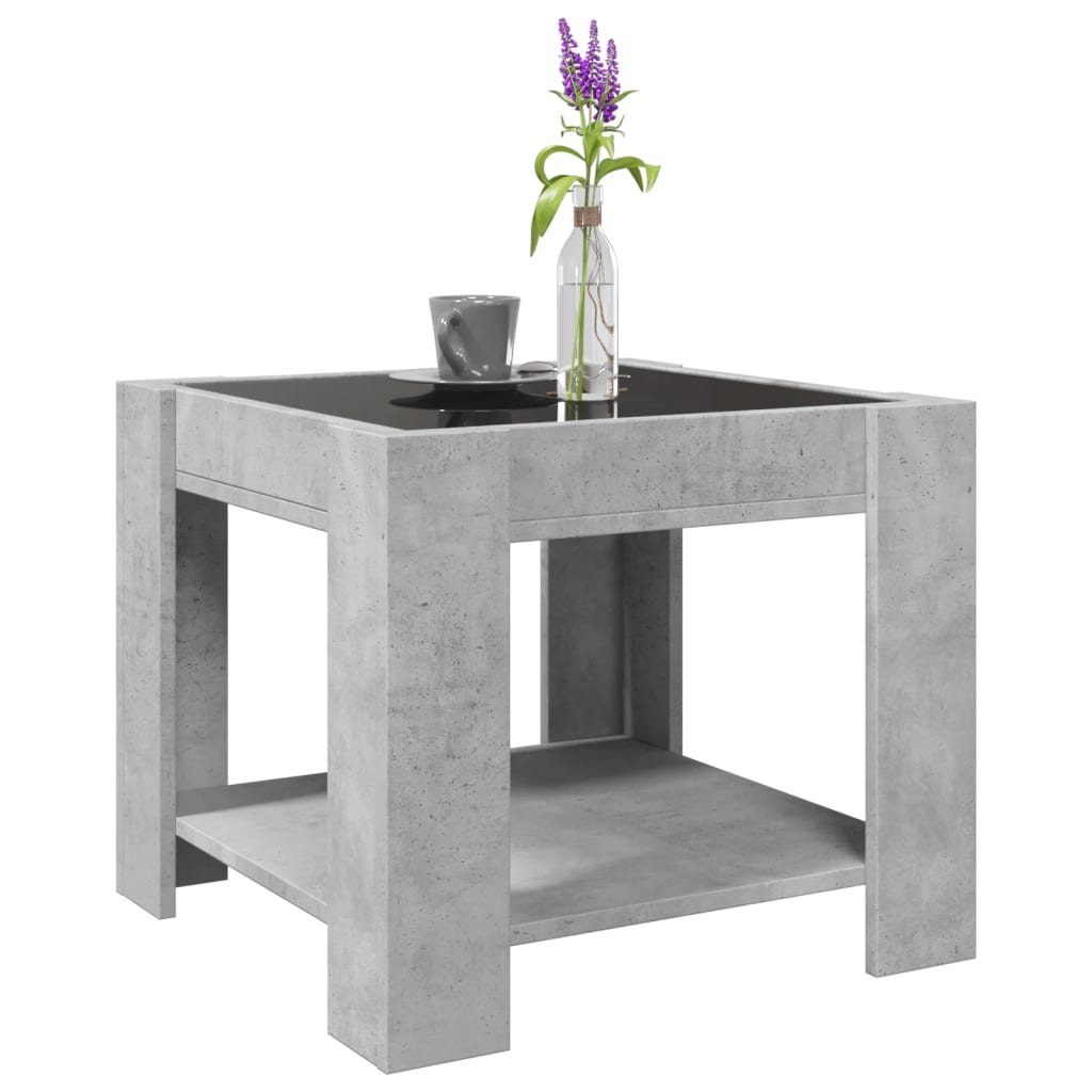 Tavolino Salotto con LED Grigio Cemento 53x53x45 cm Multistrato | homemem39