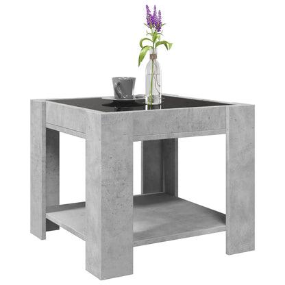 Tavolino Salotto con LED Grigio Cemento 53x53x45 cm Multistrato