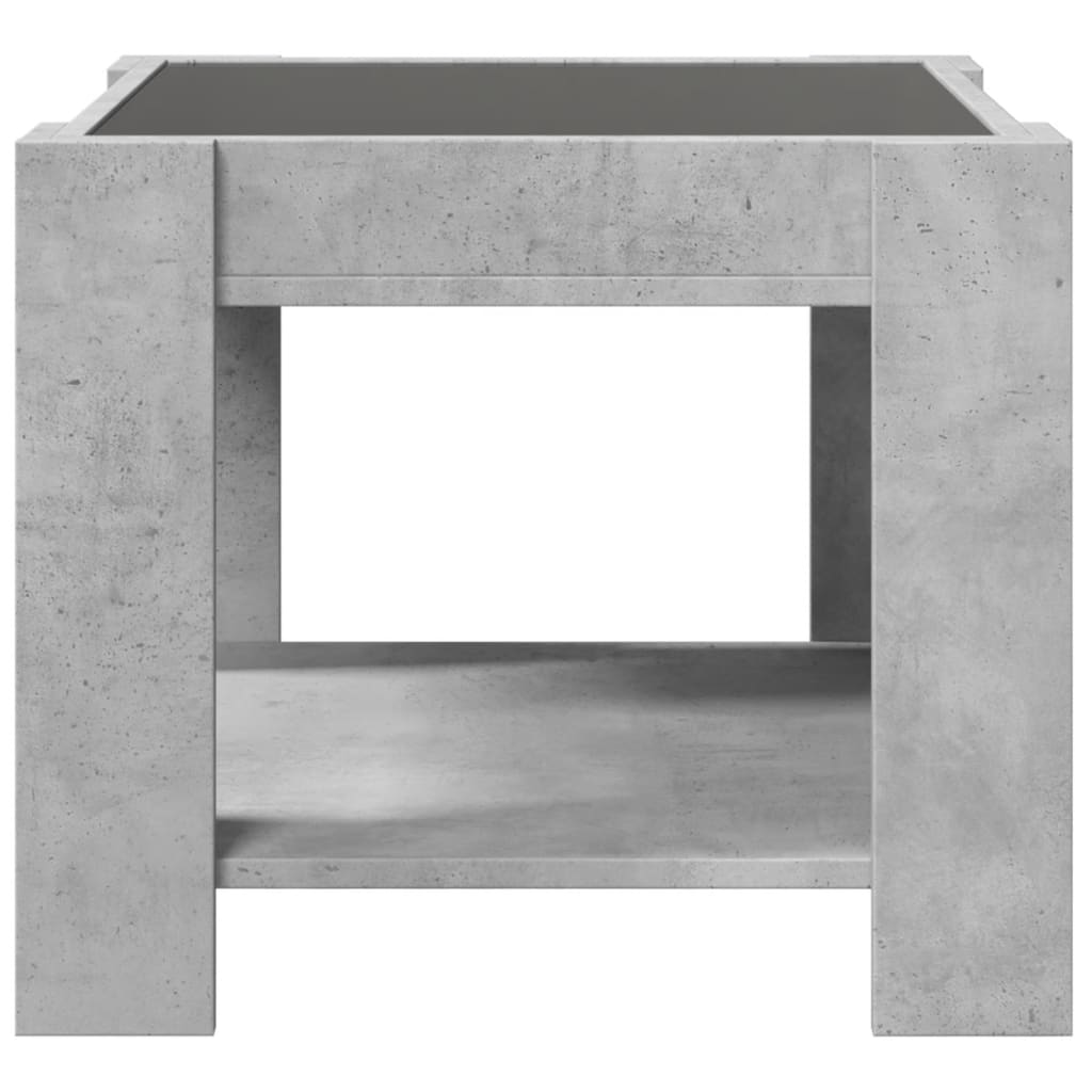 Tavolino Salotto con LED Grigio Cemento 53x53x45 cm Multistrato