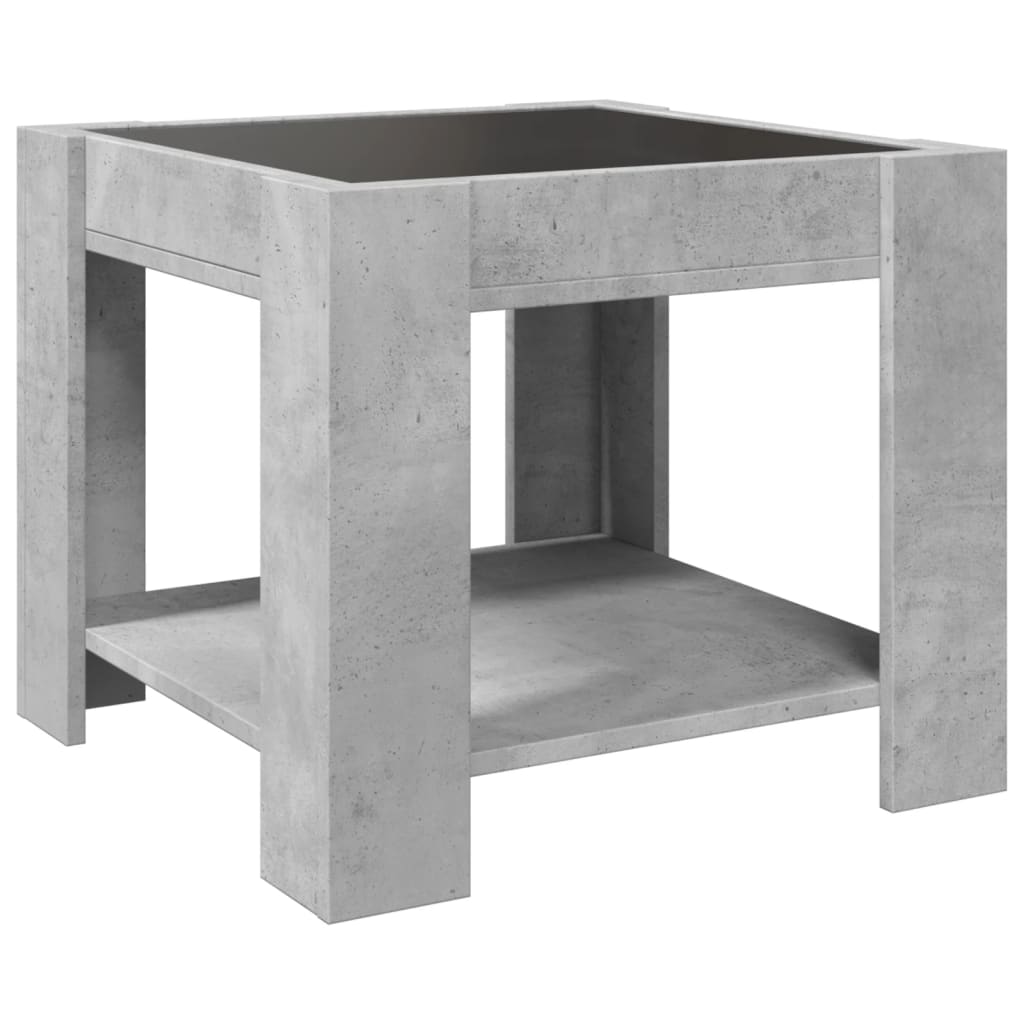 Tavolino Salotto con LED Grigio Cemento 53x53x45 cm Multistrato