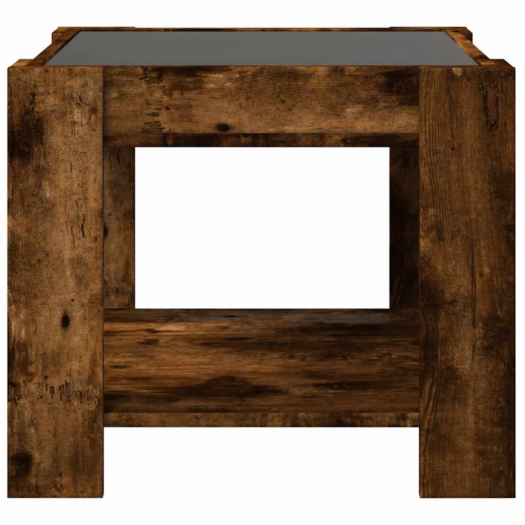 Tavolino Salotto con LED Rovere Fumo 53x53x45 cm Multistrato | homemem39