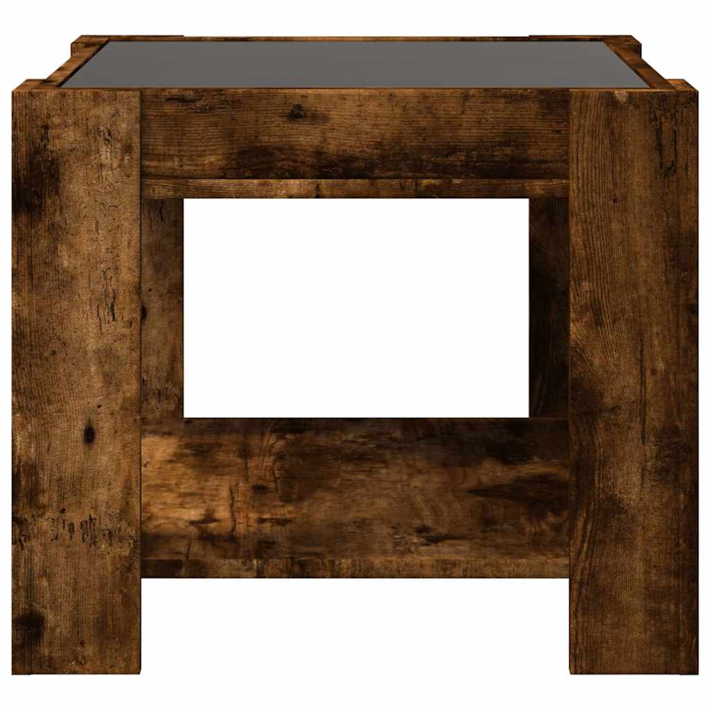 Tavolino Salotto con LED Rovere Fumo 53x53x45 cm Multistrato | homemem39