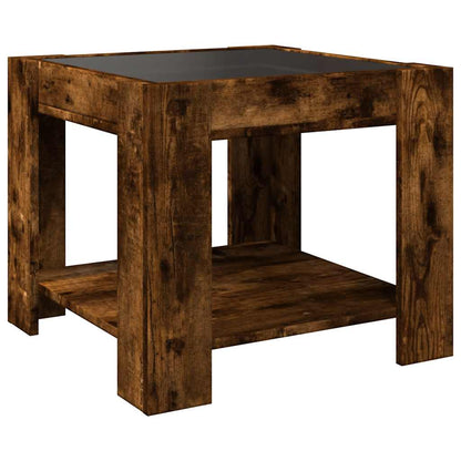 Tavolino Salotto con LED Rovere Fumo 53x53x45 cm Multistrato | homemem39