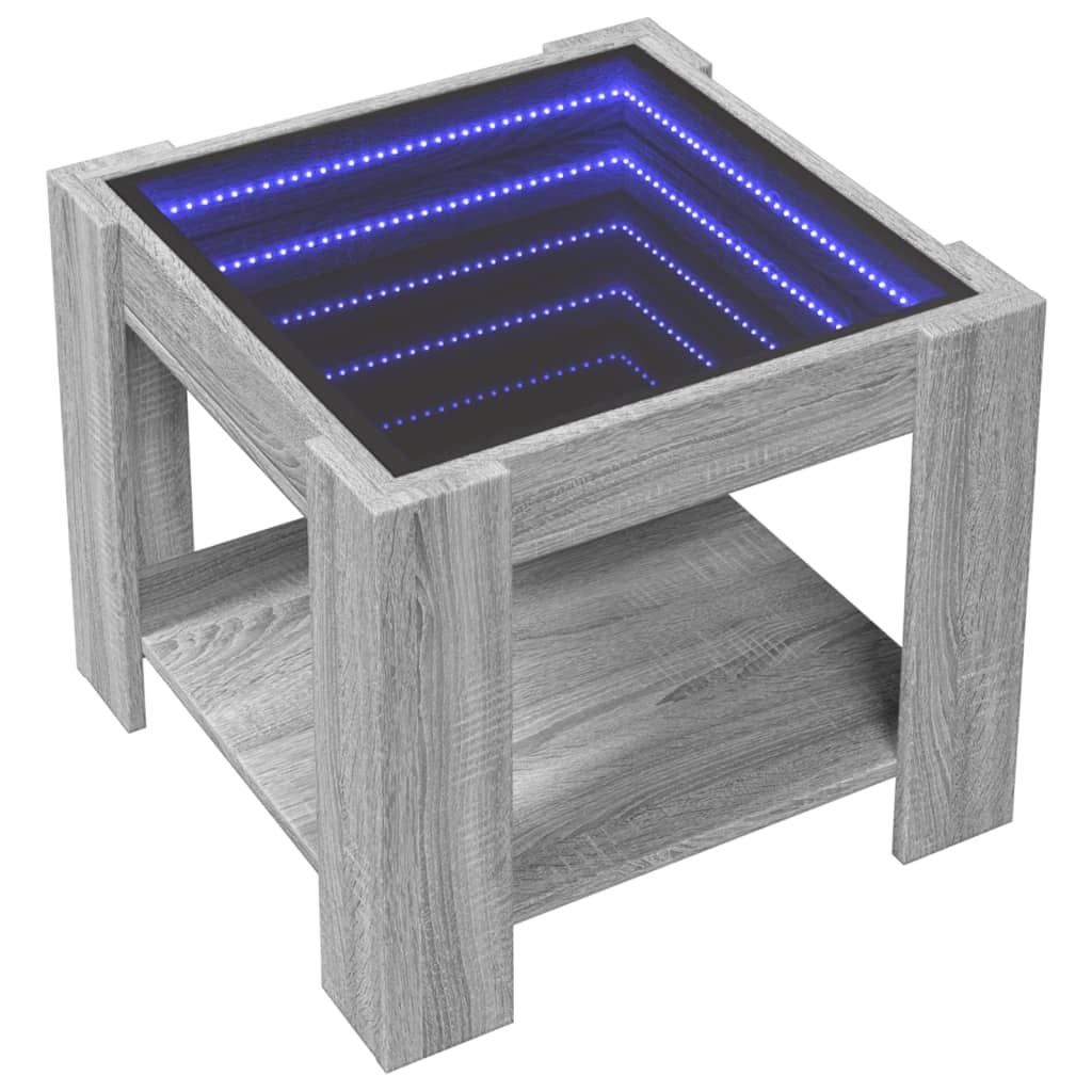 Tavolino Salotto con LED Grigio Sonoma 53x53x45 cm Multistrato | homemem39