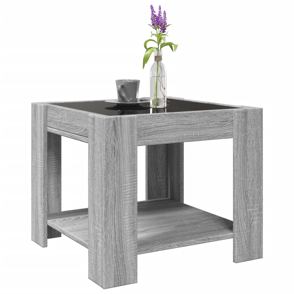 Tavolino Salotto con LED Grigio Sonoma 53x53x45 cm Multistrato | homemem39
