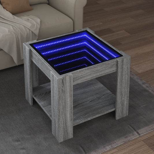 Tavolino Salotto con LED Grigio Sonoma 53x53x45 cm Multistrato | homemem39