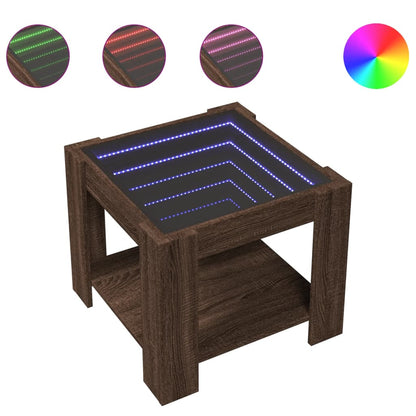 Tavolino Salotto con LED Rovere Marrone 53x53x45 cm Multistrato | homemem39