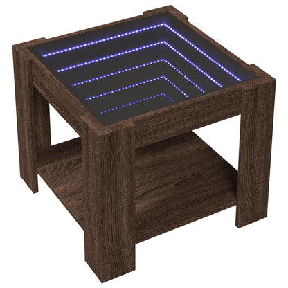 Tavolino Salotto con LED Rovere Marrone 53x53x45 cm Multistrato | homemem39