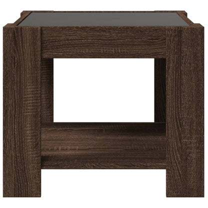Tavolino Salotto con LED Rovere Marrone 53x53x45 cm Multistrato