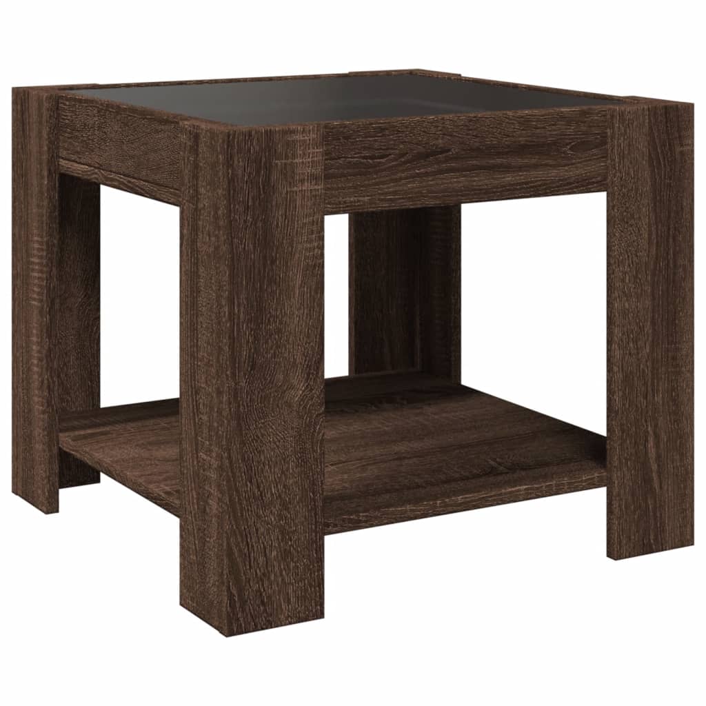 Tavolino Salotto con LED Rovere Marrone 53x53x45 cm Multistrato | homemem39