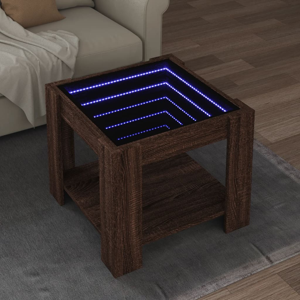 Tavolino Salotto con LED Rovere Marrone 53x53x45 cm Multistrato | homemem39