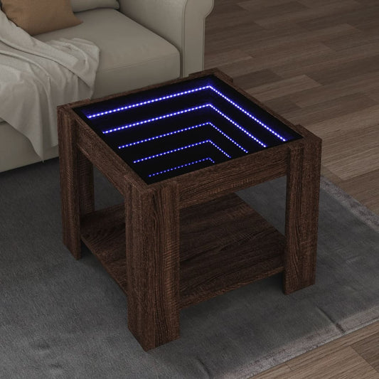 Tavolino Salotto con LED Rovere Marrone 53x53x45 cm Multistrato | homemem39