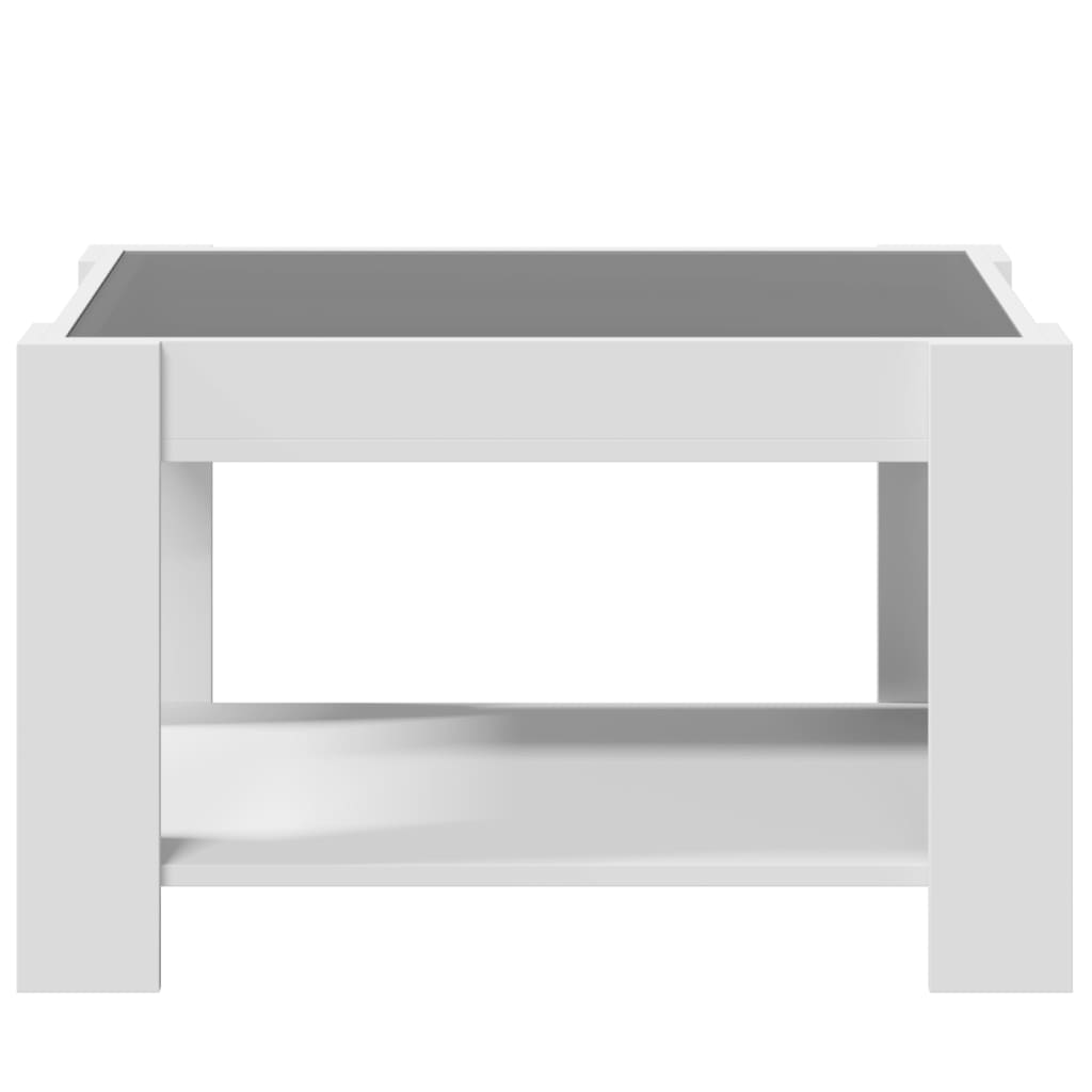Tavolino Salotto con LED Bianco 73x53x45 cm Legno Multistrato