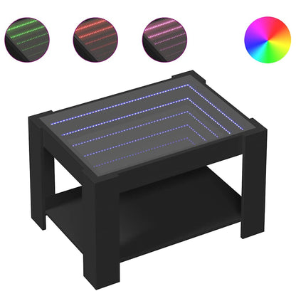 Tavolino Salotto con LED Nero 73x53x45 cm Legno Multistrato | homemem39
