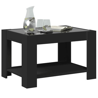 Tavolino Salotto con LED Nero 73x53x45 cm Legno Multistrato | homemem39