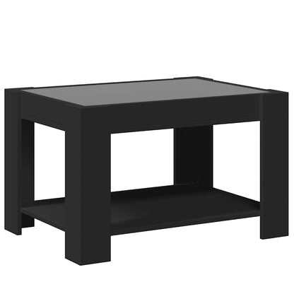 Tavolino Salotto con LED Nero 73x53x45 cm Legno Multistrato | homemem39