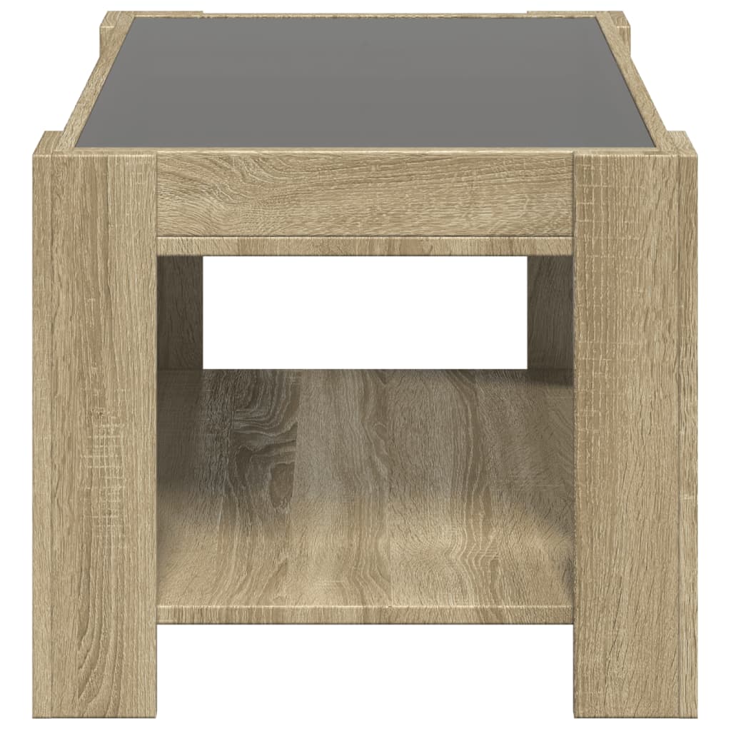 Tavolino Salotto con LED Rovere Sonoma 73x53x45 cm Multistrato