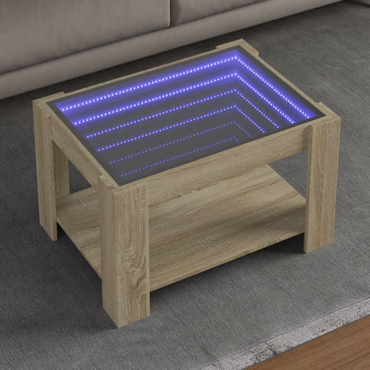 Tavolino Salotto con LED Rovere Sonoma 73x53x45 cm Multistrato | homemem39