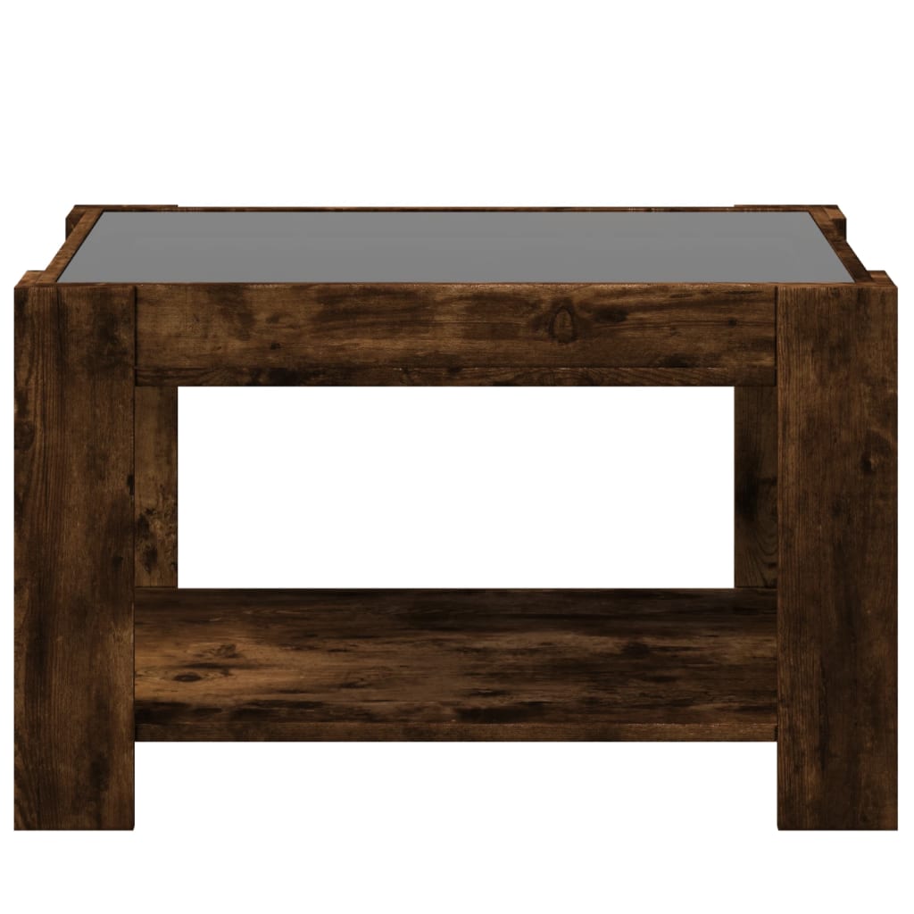 Tavolino Salotto con LED Rovere Fumo 73x53x45 cm Multistrato | homemem39