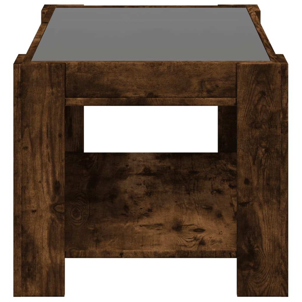 Tavolino Salotto con LED Rovere Fumo 73x53x45 cm Multistrato | homemem39