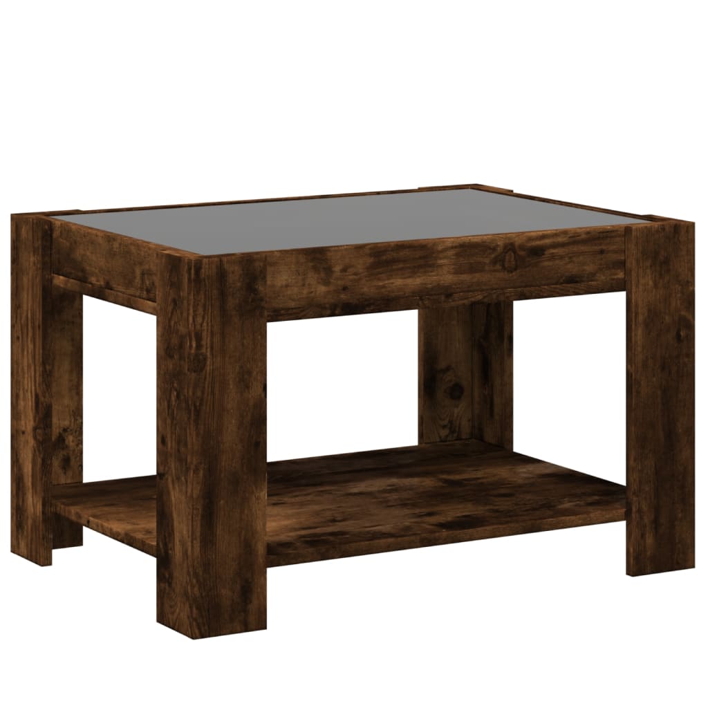 Tavolino Salotto con LED Rovere Fumo 73x53x45 cm Multistrato | homemem39