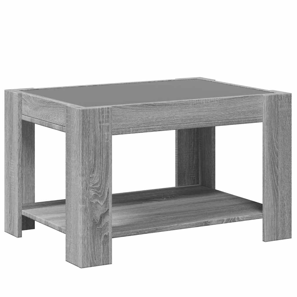 Tavolino Salotto con LED Grigio Sonoma 73x53x45 cm Multistrato | homemem39