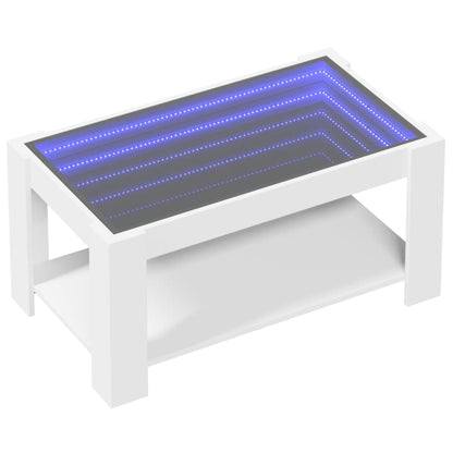 Tavolino Salotto con LED Bianco 93x53x45 cm Legno Multistrato | homemem39