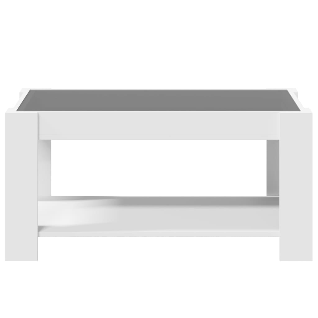 Tavolino Salotto con LED Bianco 93x53x45 cm Legno Multistrato