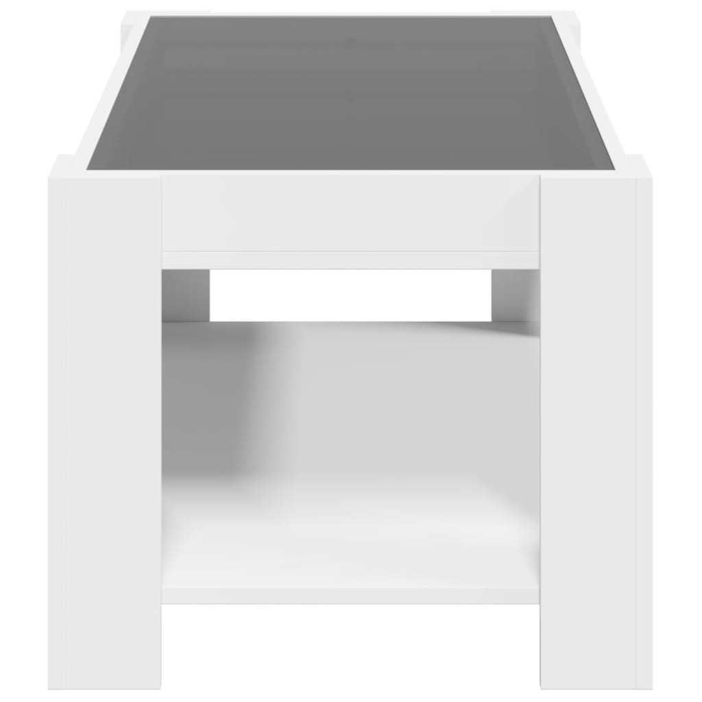 Tavolino Salotto con LED Bianco 93x53x45 cm Legno Multistrato | homemem39