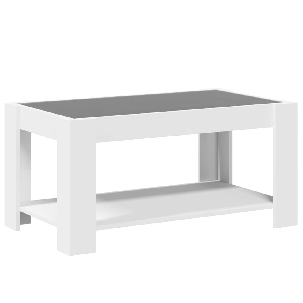 Tavolino Salotto con LED Bianco 93x53x45 cm Legno Multistrato | homemem39