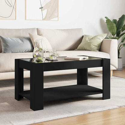 Tavolino Salotto con LED Nero 93x53x45 cm Legno Multistrato