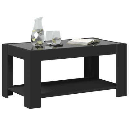 Tavolino Salotto con LED Nero 93x53x45 cm Legno Multistrato