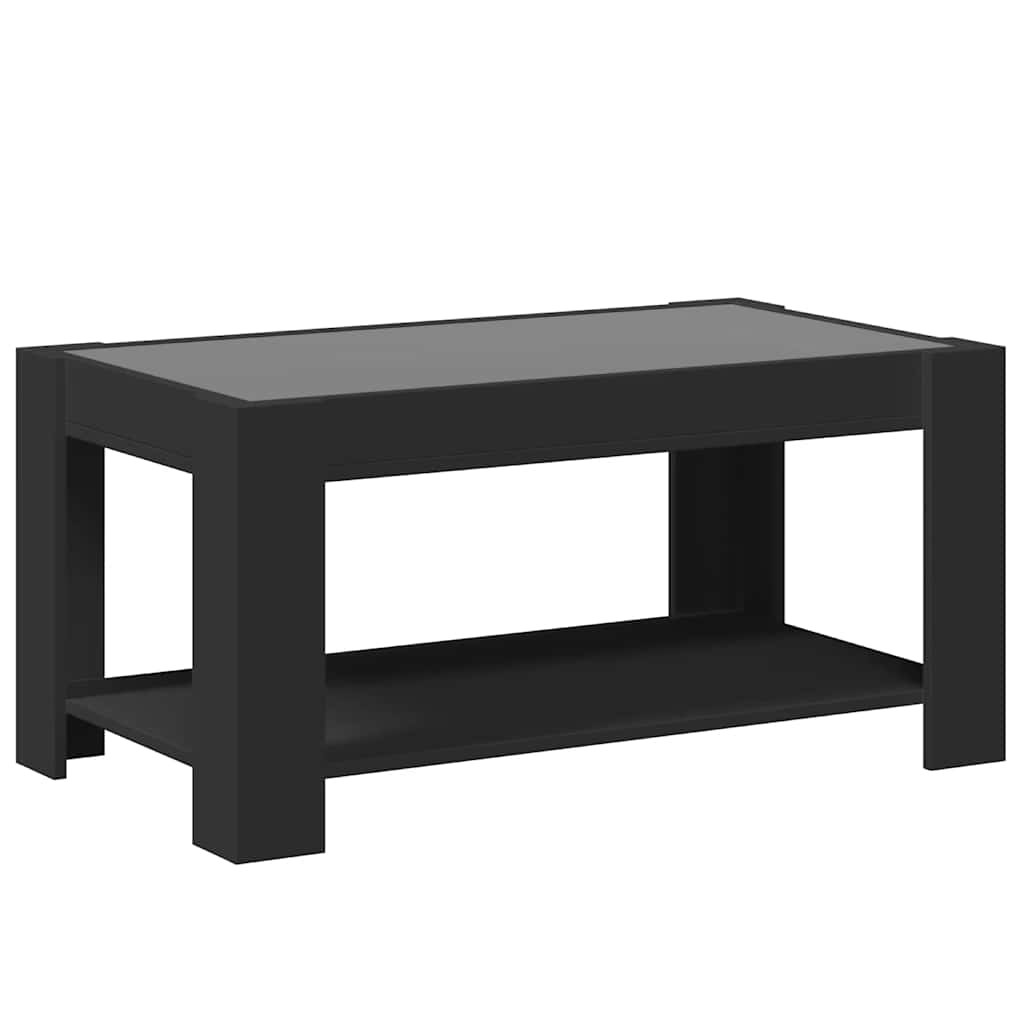 Tavolino Salotto con LED Nero 93x53x45 cm Legno Multistrato | homemem39