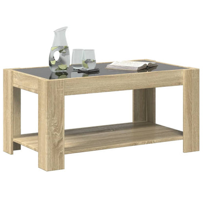Tavolino Salotto con LED Rovere Sonoma 93x53x45 cm Multistrato | homemem39